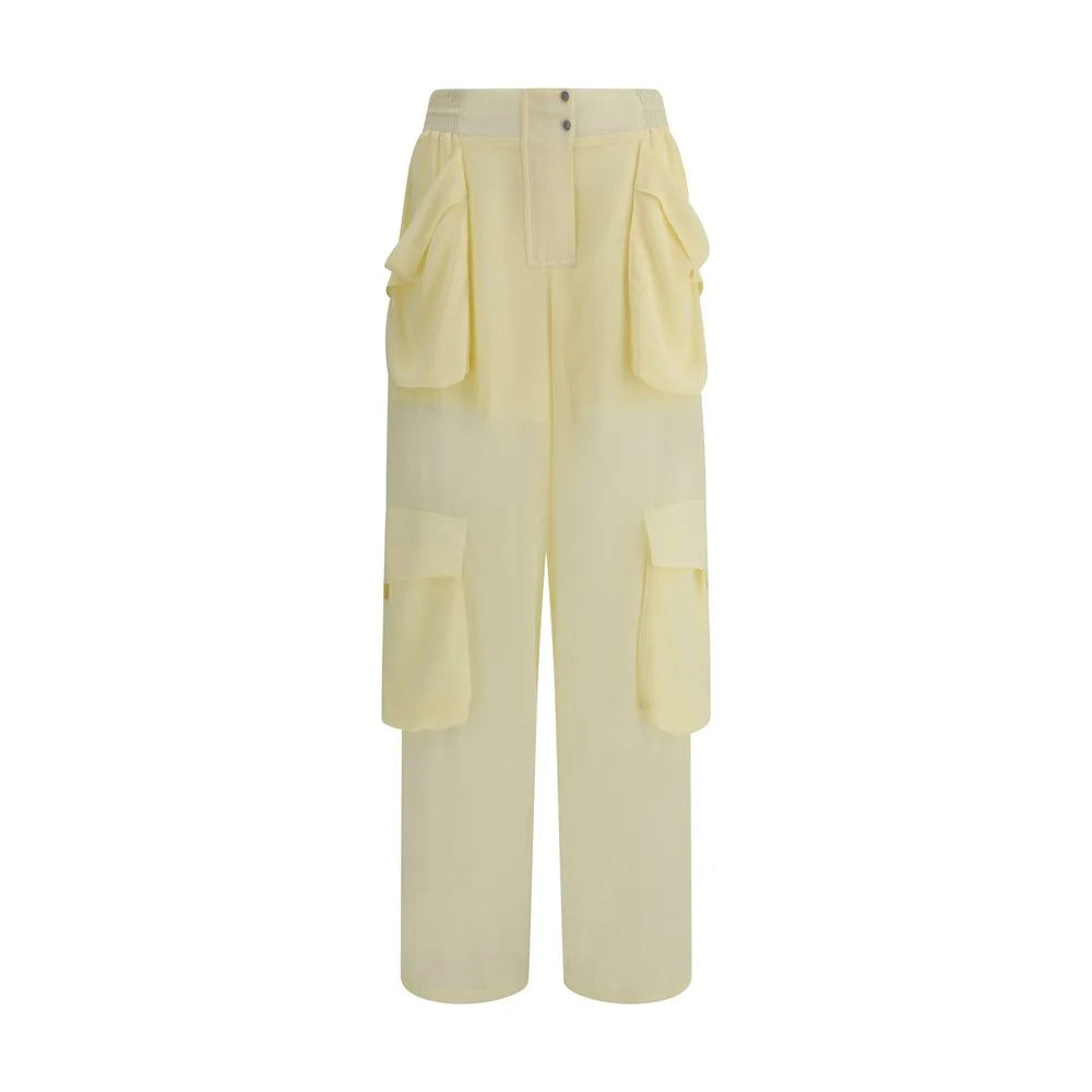 PINKO Yellow Polyester Cargo Pants - IT40 | M