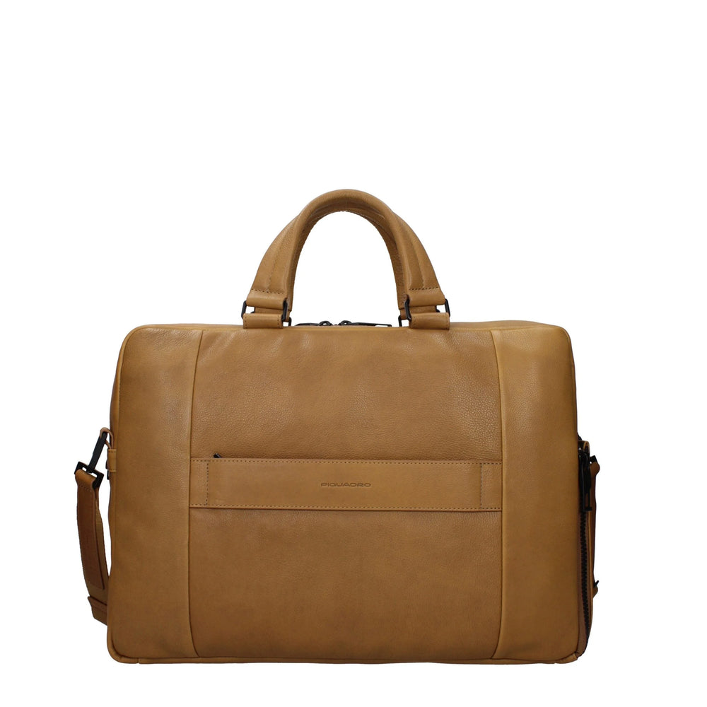 Piquadro Beige Leather Business And Laptop Bags