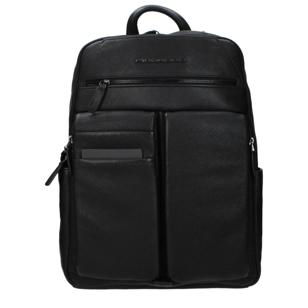 Piquadro Black Leather Backpack