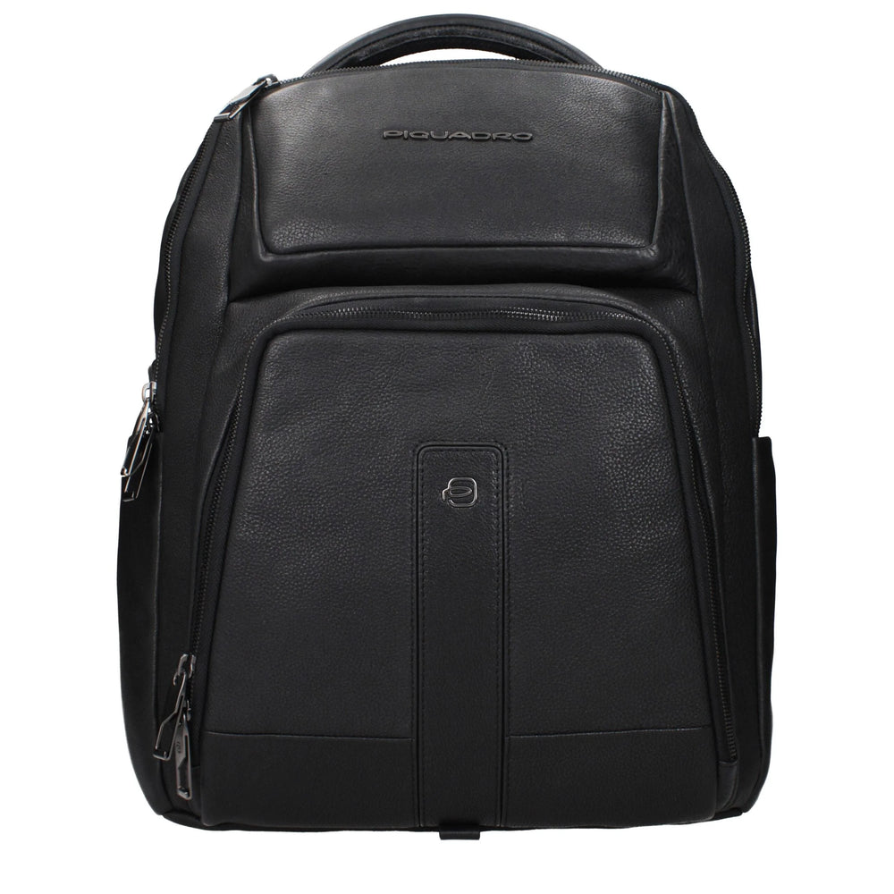 Piquadro Black Leather Backpacks