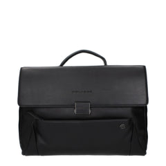 Bolsa de couro preta Piquadro para negócios e laptop