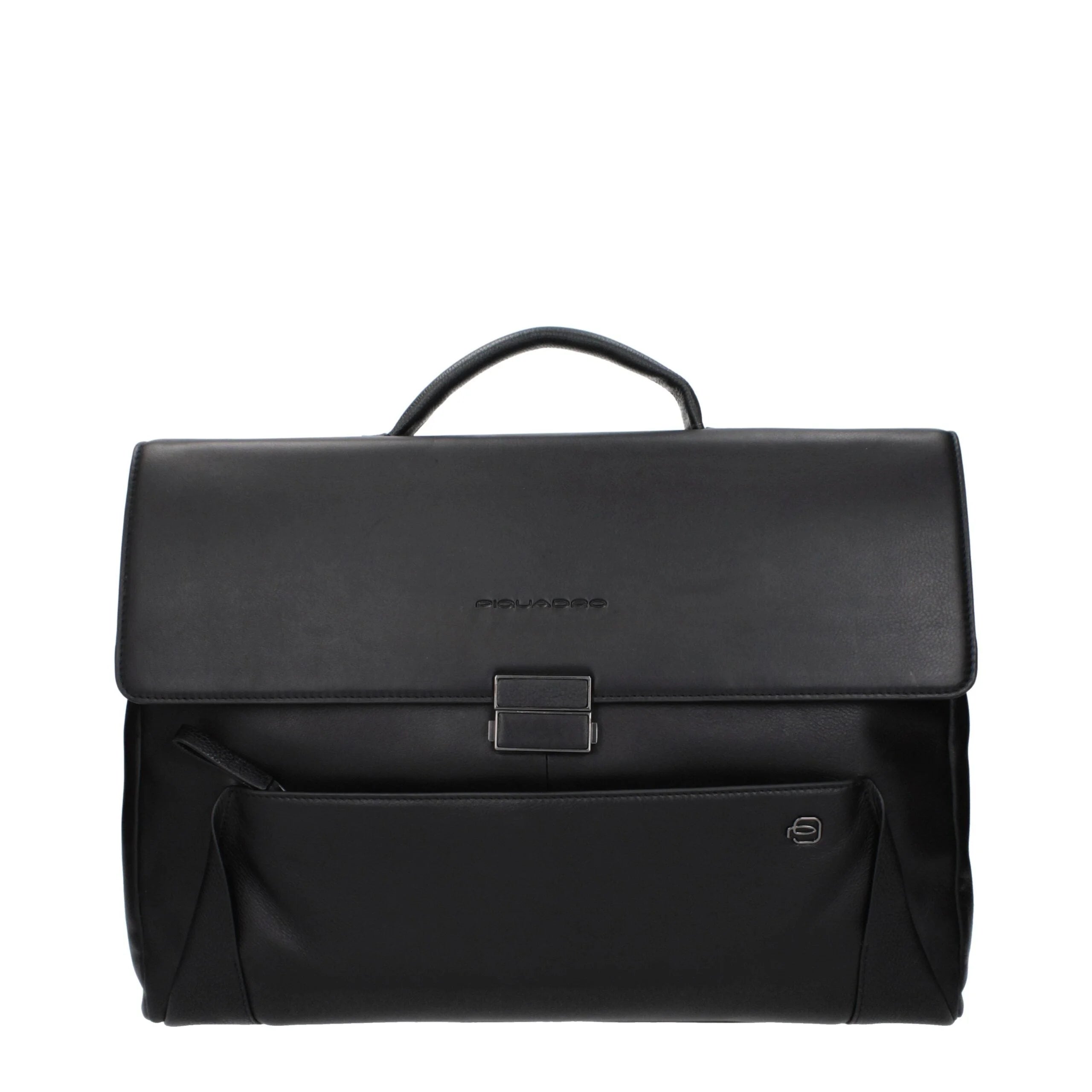 Piquadro Black Leather Business And Laptop Bag