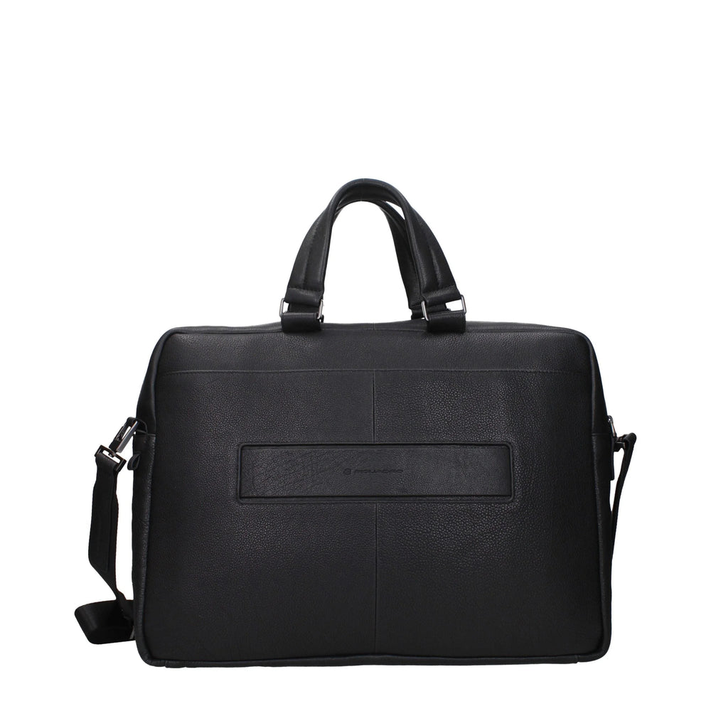Piquadro Black Leather Business And Laptop Bags