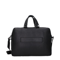 Piquadro Black Leather Business And Laptop Bags