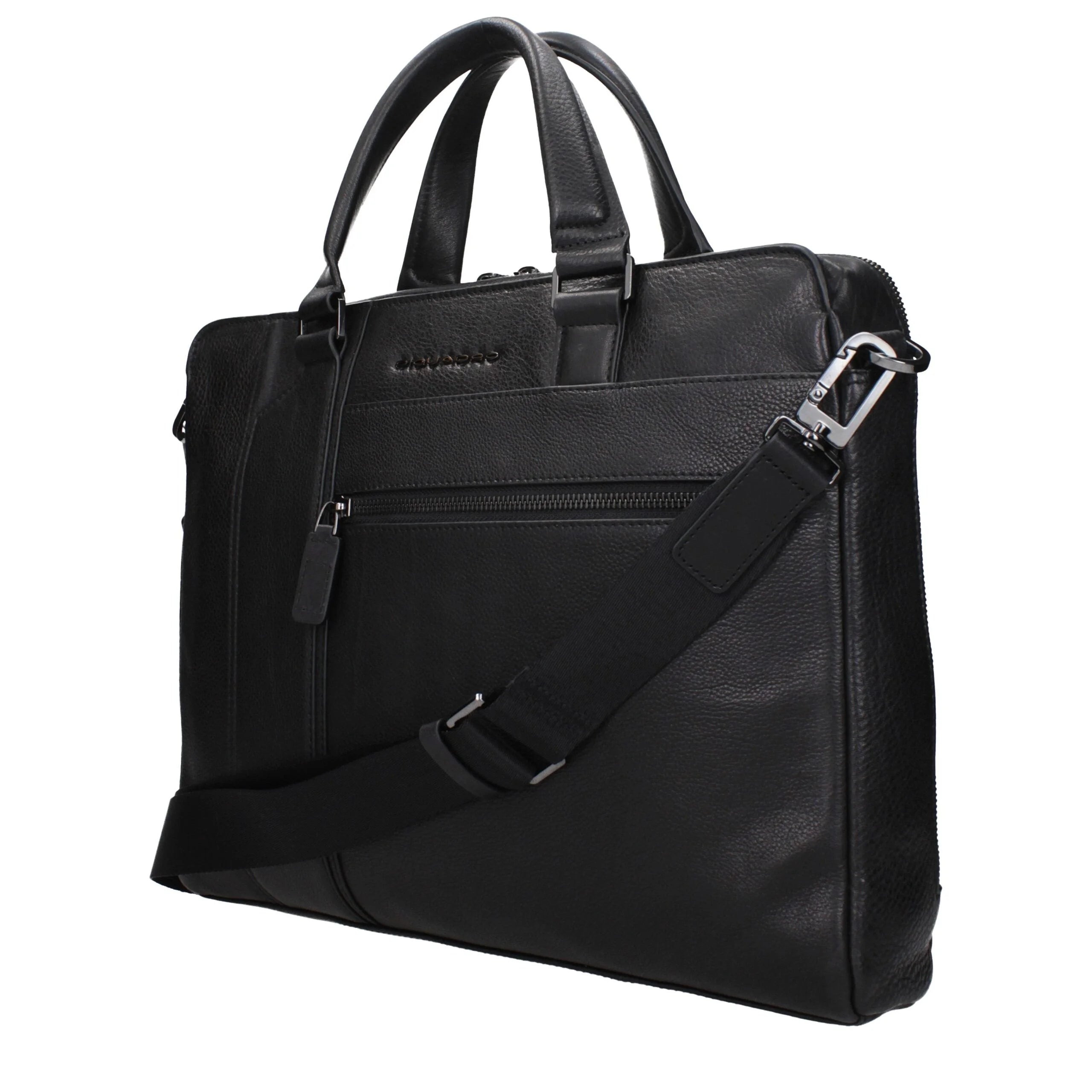 Piquadro Black Leather Business And Laptop Bags