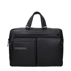 Piquadro Black Leather Business And Laptop Bags
