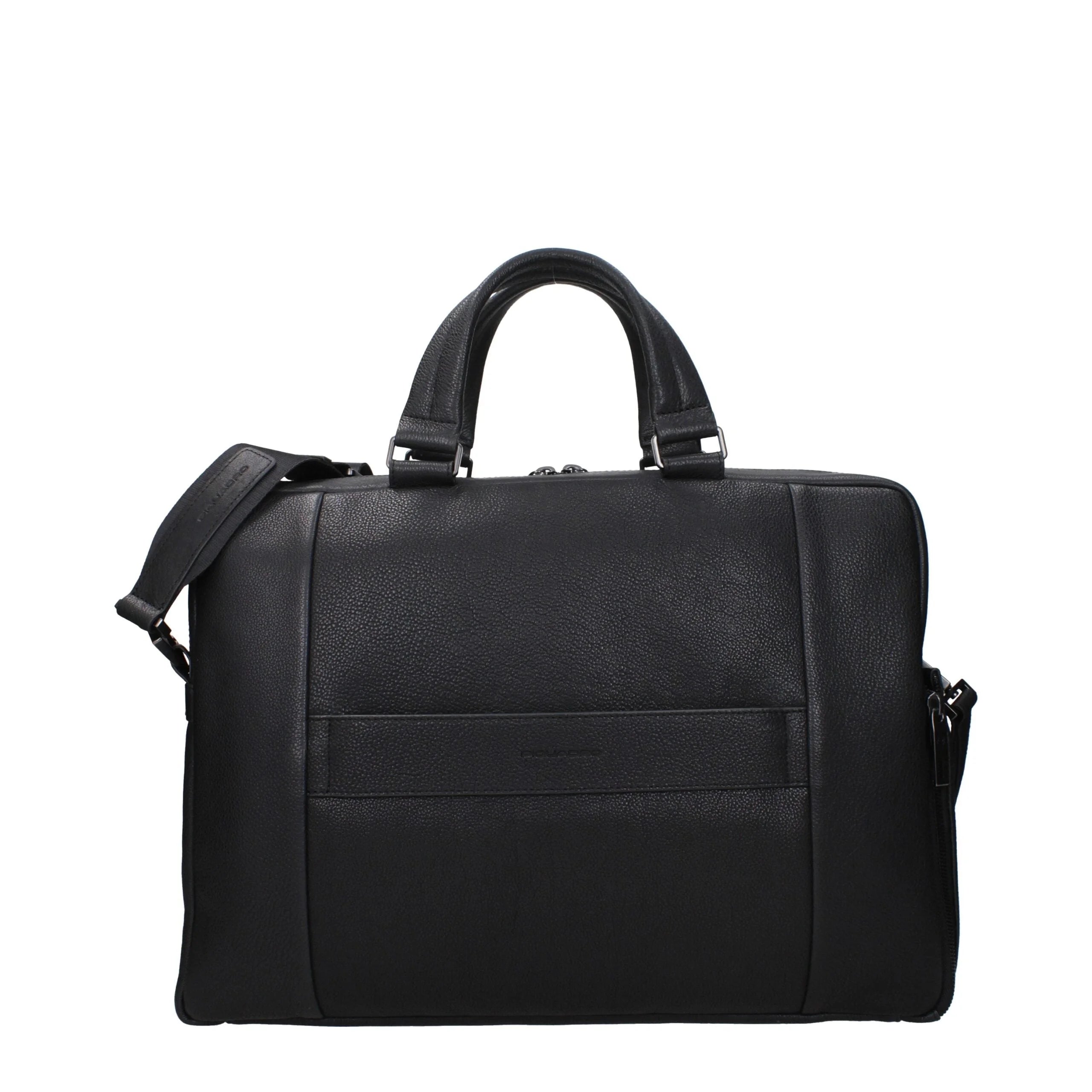 Piquadro Black Leather Business And Laptop Bags