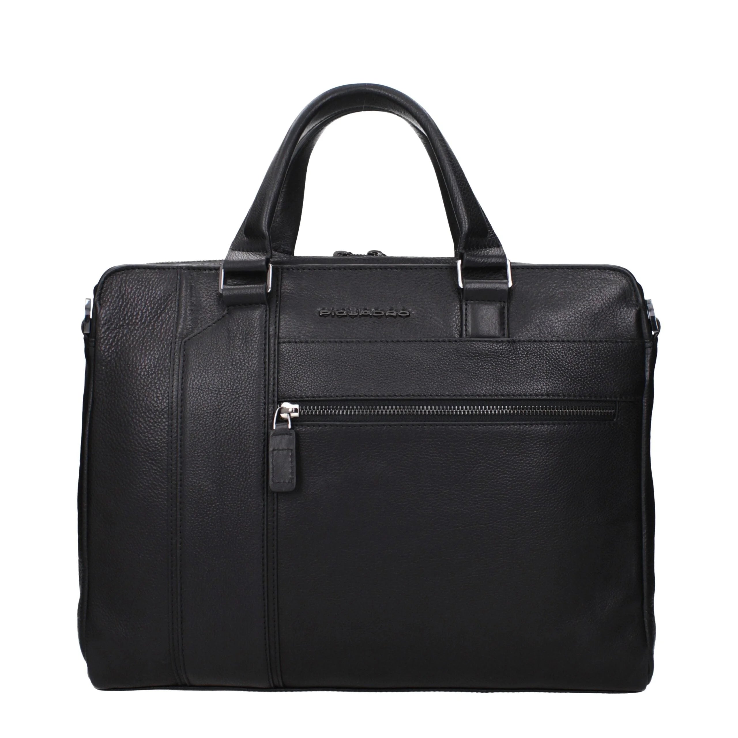 Piquadro Black Leather Business And Laptop Bags