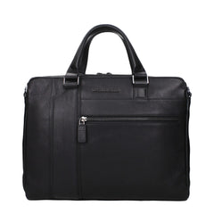 Piquadro Black Leather Business And Laptop Bags