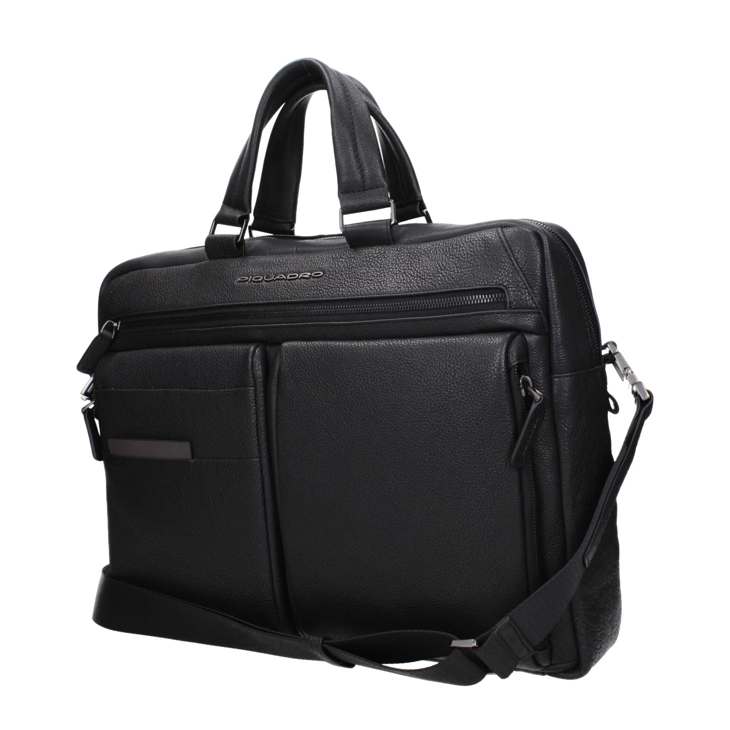 Piquadro Black Leather Business And Laptop Bags