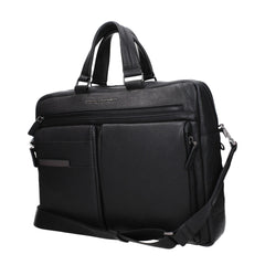 Piquadro Black Leather Business And Laptop Bags