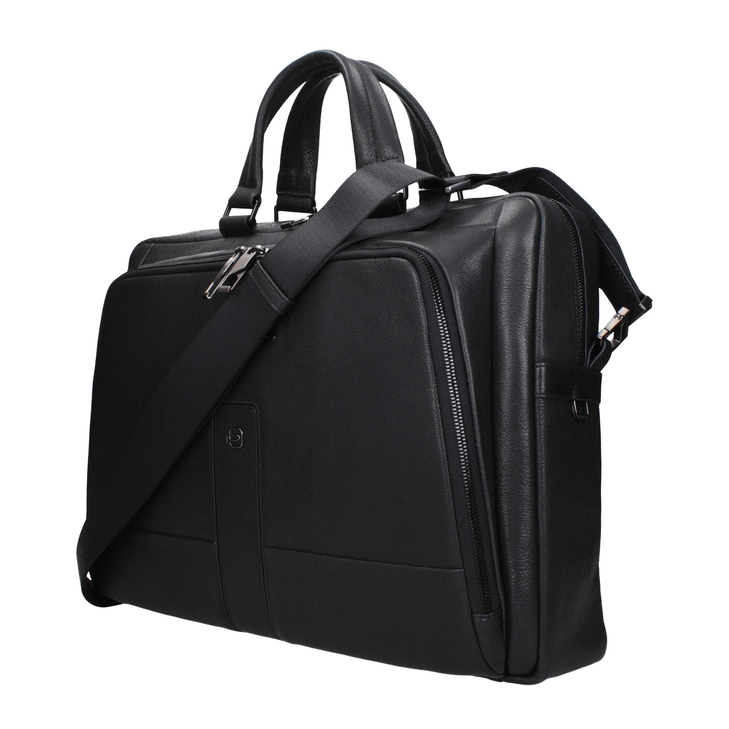 Piquadro Black Leather Business And Laptop Bags