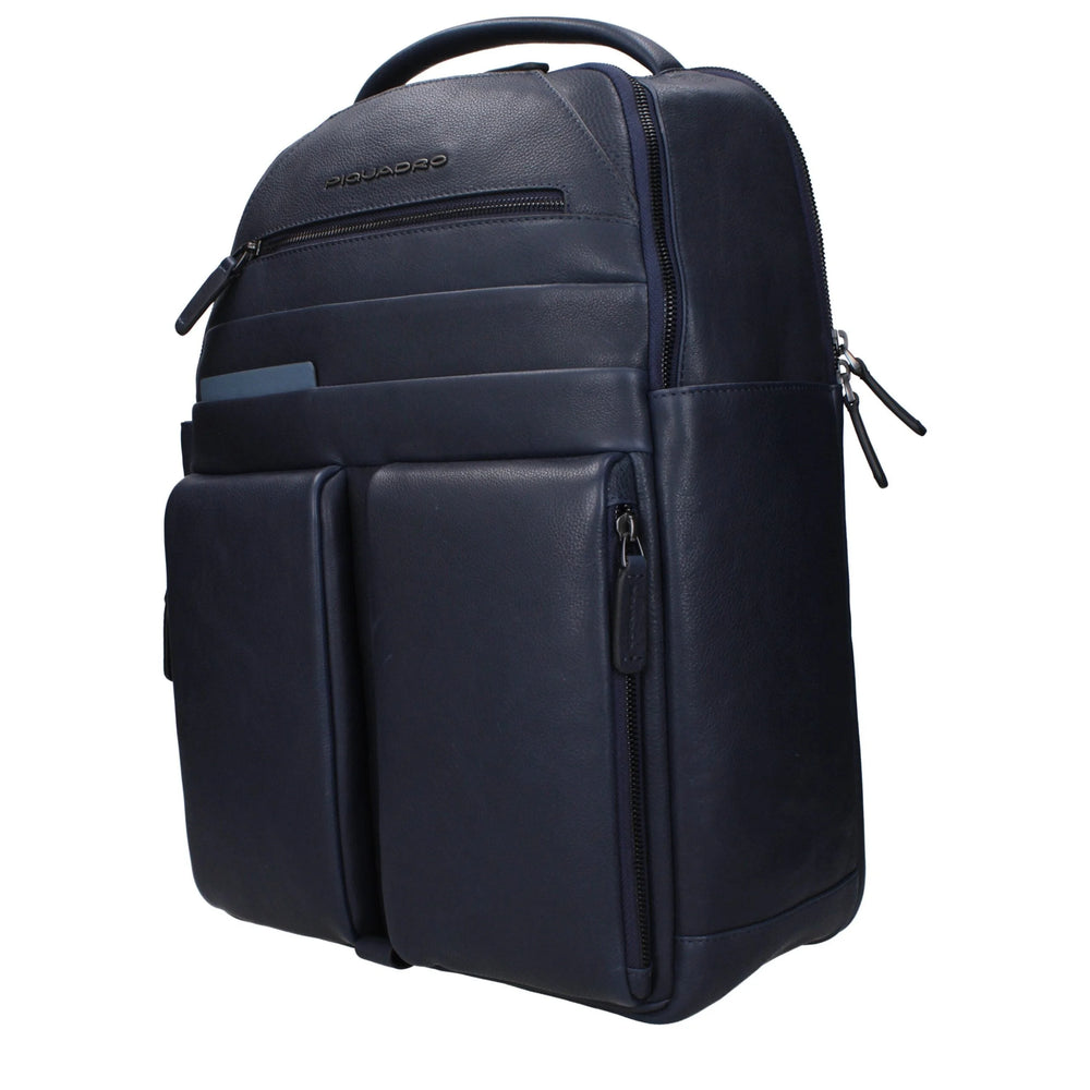 Piquadro Blue Leather Backpacks