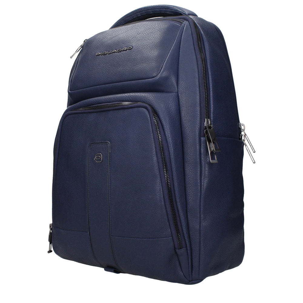 Piquadro Blue Leather Backpacks