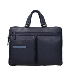 Piquadro Blue Leather Business And Laptop Bags