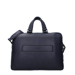 Piquadro Blue Leather Business And Laptop Bags