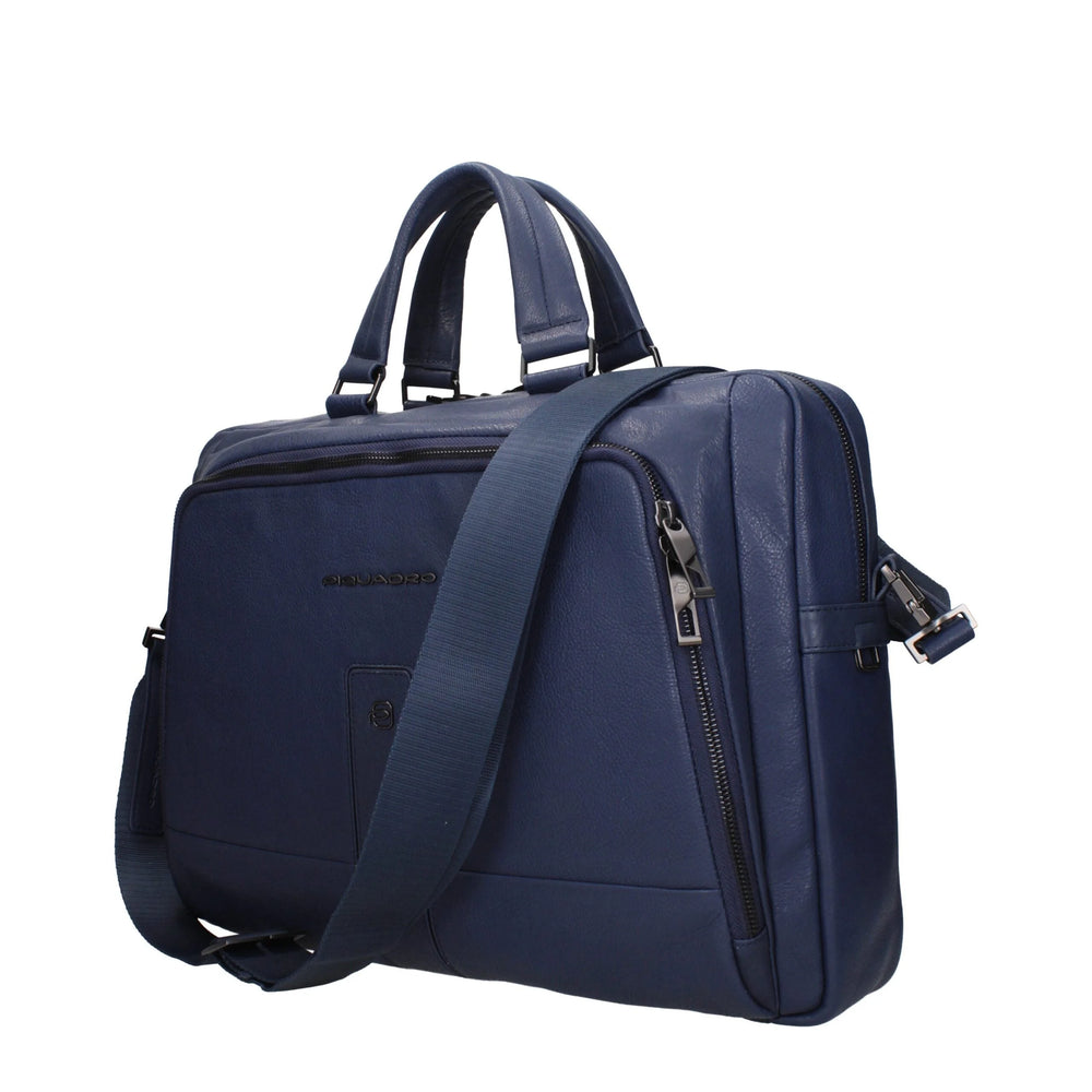 Piquadro Blue Leather Business And Laptop Bags