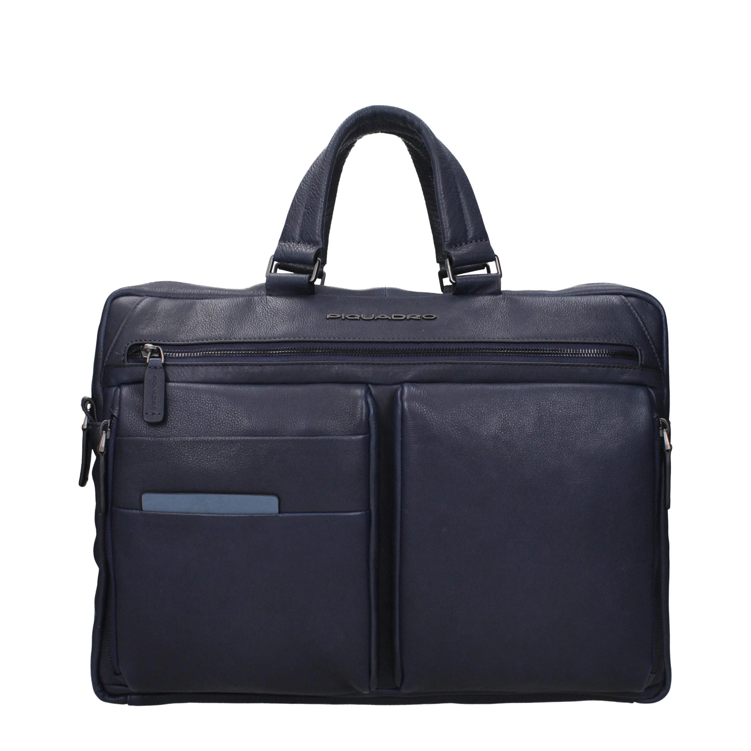 Piquadro Blue Leather Business And Laptop Bags