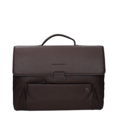 Piquadro Brown Leather Business And Laptop Bag