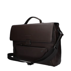 Piquadro Brown Leather Business And Laptop Bag