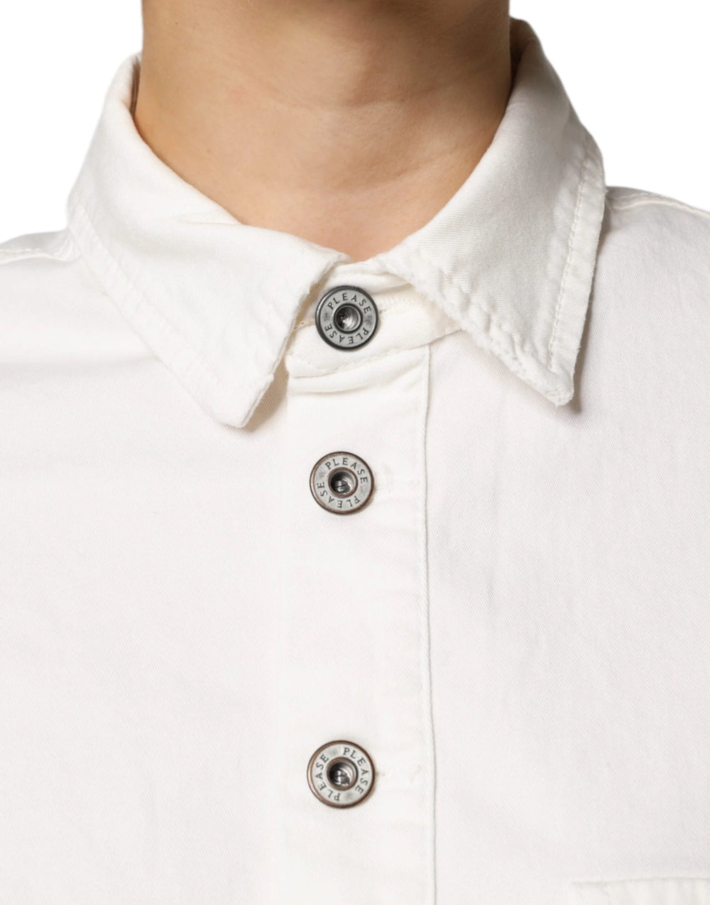 Please White Cotton Short Sleeves Button Down Romper Dress - IT40|S - Dresses