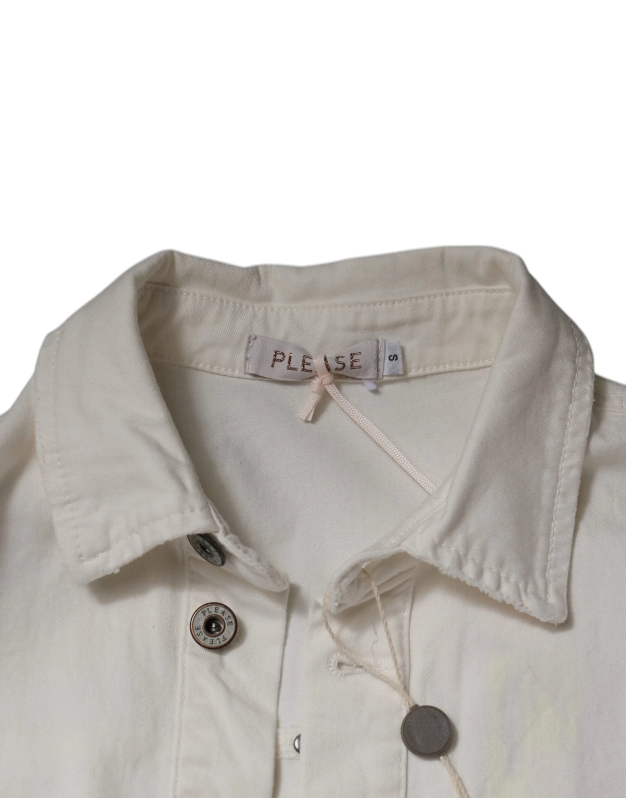 Please White Cotton Short Sleeves Button Down Romper Dress - IT40|S - Dresses