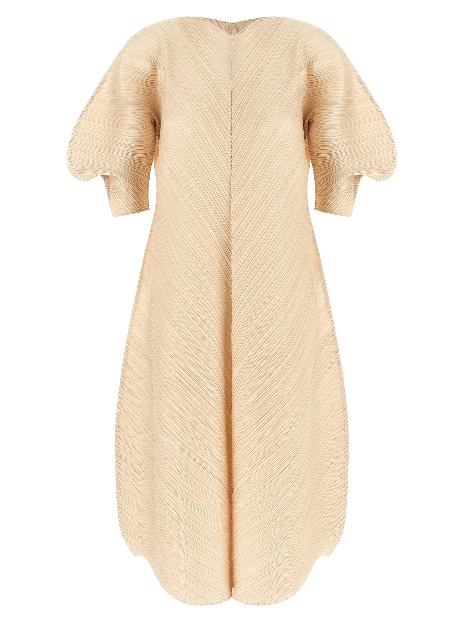 PLEATS PLEASE ISSEY MIYAKE Beige Polyester Midi Dress - 3