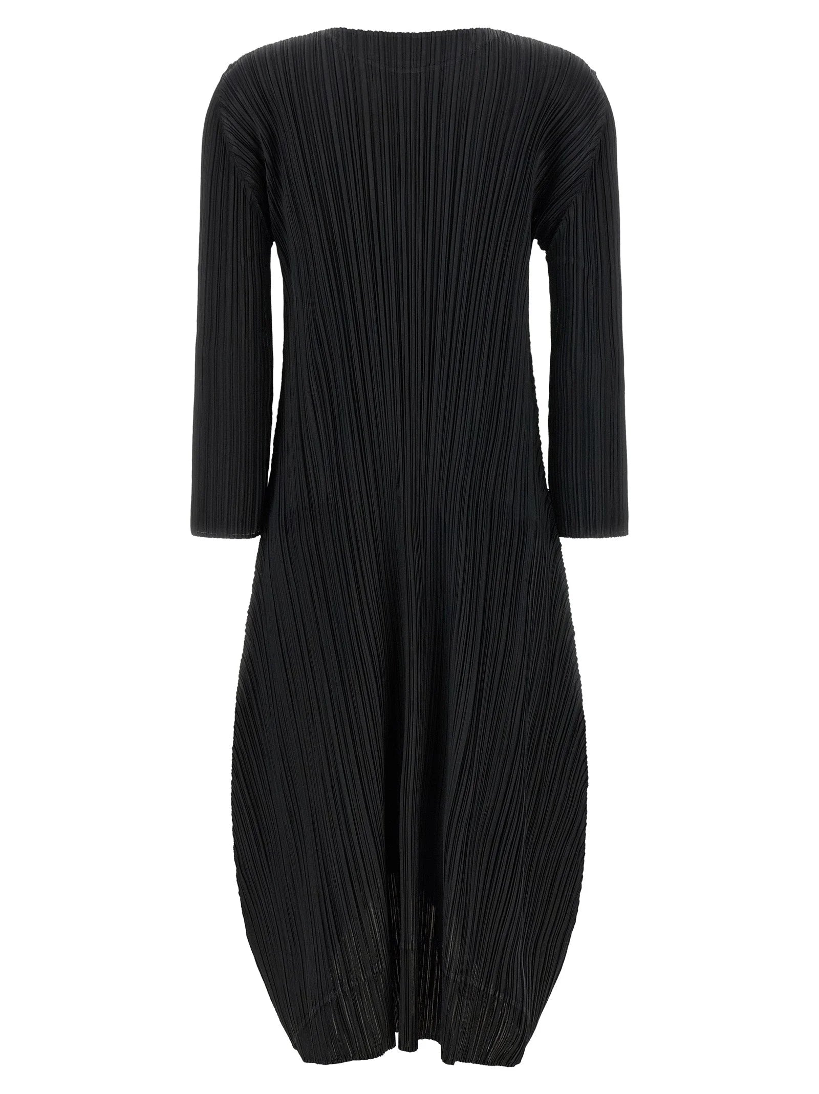 PLEATS PLEASE ISSEY MIYAKE Black Polyester Midi Dress - 2