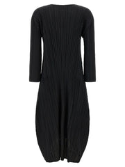 PLEATS PLEASE ISSEY MIYAKE Black Polyester Midi Dress - 2