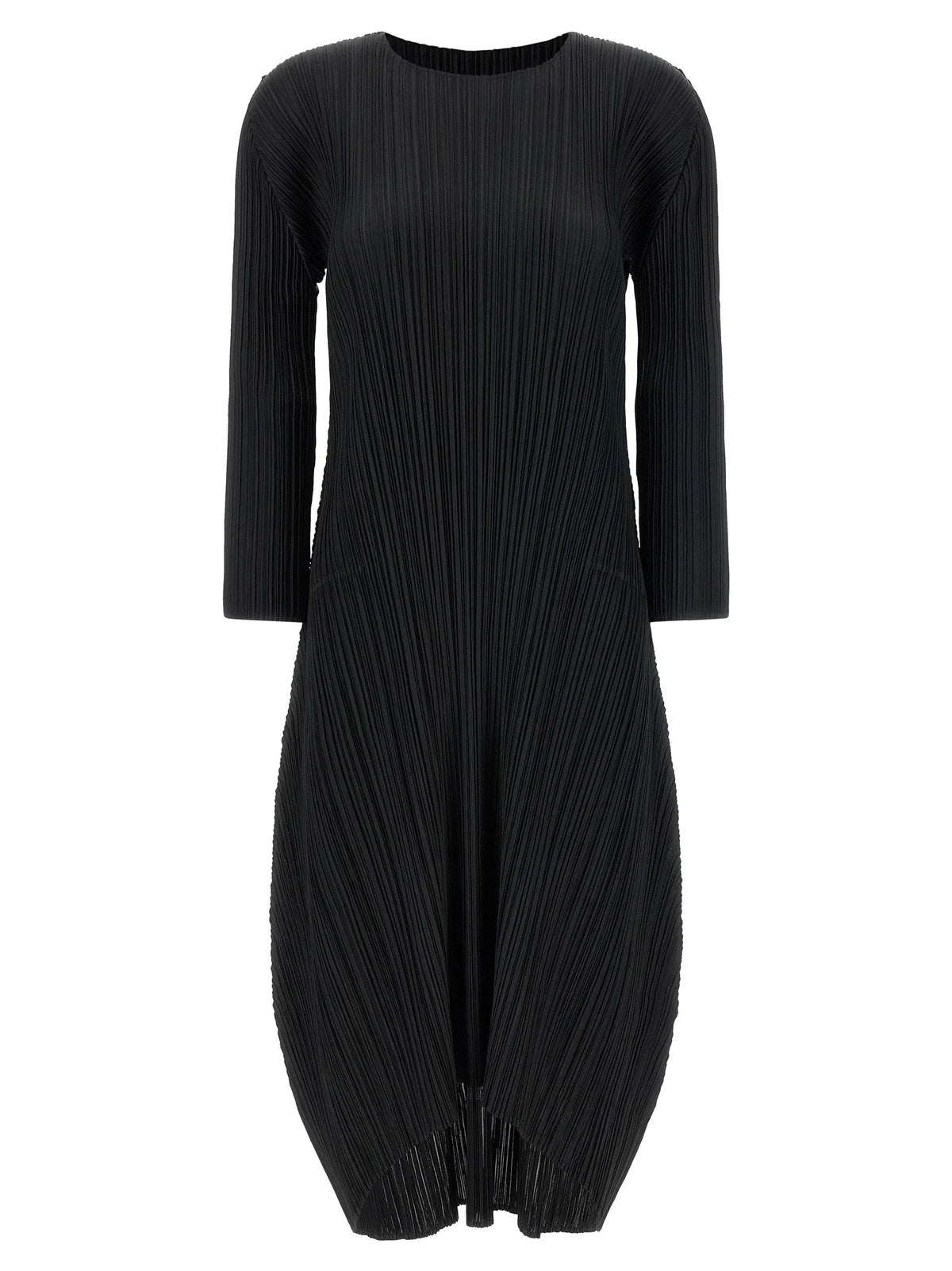 PLEATS PLEASE ISSEY MIYAKE Black Polyester Midi Dress - 2