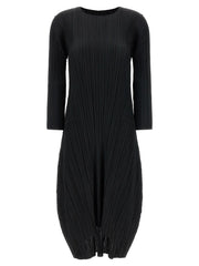 PLEATS PLEASE ISSEY MIYAKE Black Polyester Midi Dress - 2
