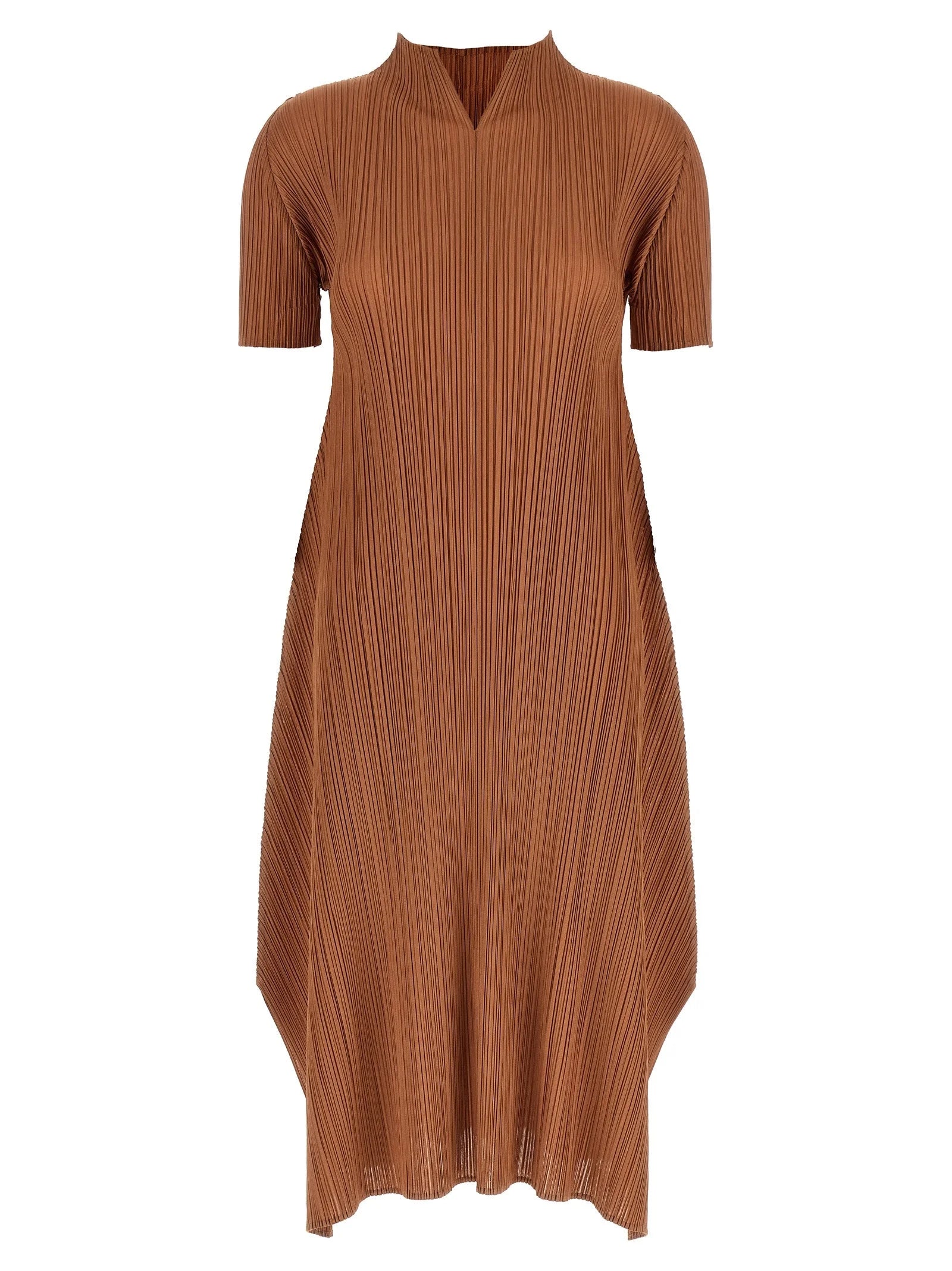 PLEATS PLEASE ISSEY MIYAKE Brown Polyester Midi Dress - 3