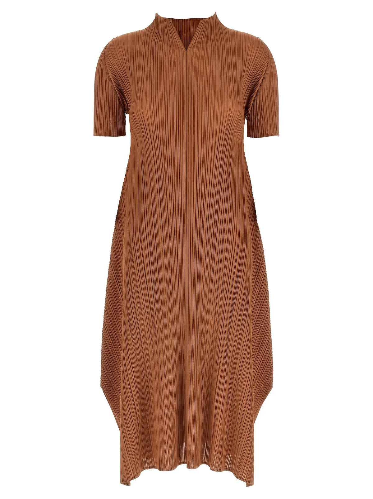 PLEATS PLEASE ISSEY MIYAKE Brown Polyester Midi Dress - 3