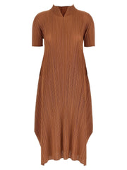 PLEATS PLEASE ISSEY MIYAKE Brown Polyester Midi Dress - 3