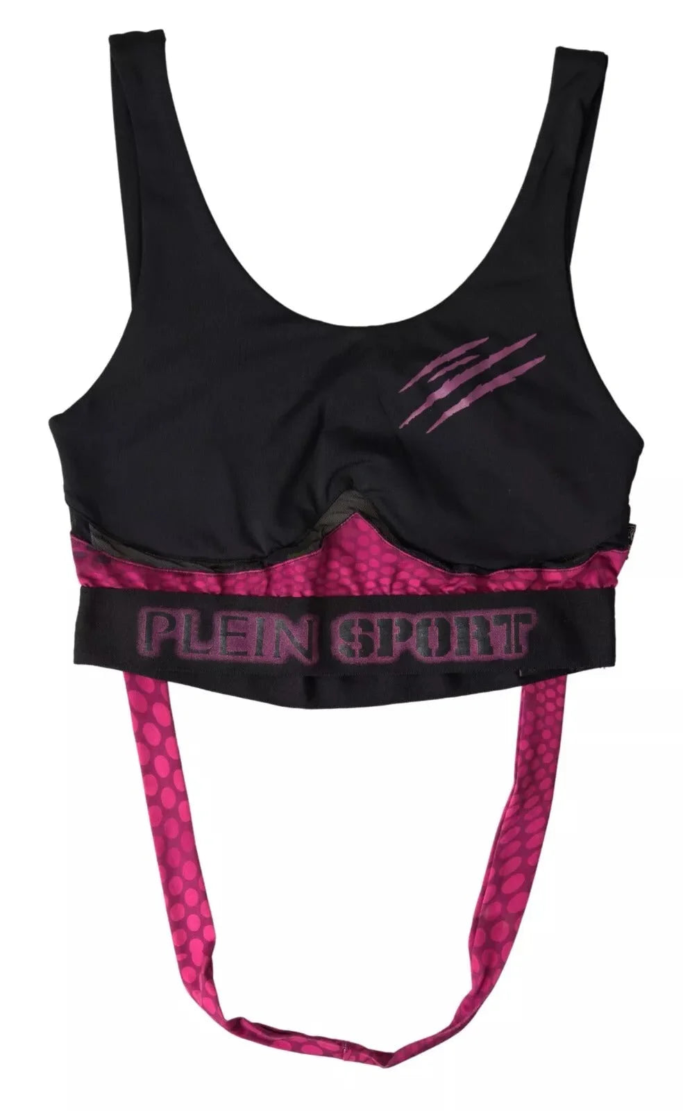 Plein Sport Black Fuchsia Logo Athlete Hannah Bra Underwear - IT44 | L - Sports Bras