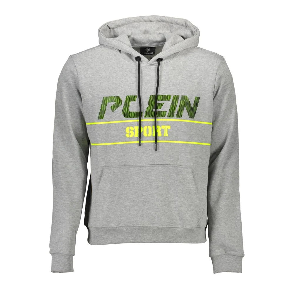 Plein Sport Gray Cotton Men’s Hooded Sweater - Hoodies