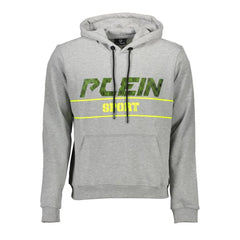 Plein Sport Gray Cotton Men’s Hooded Sweater - Hoodies