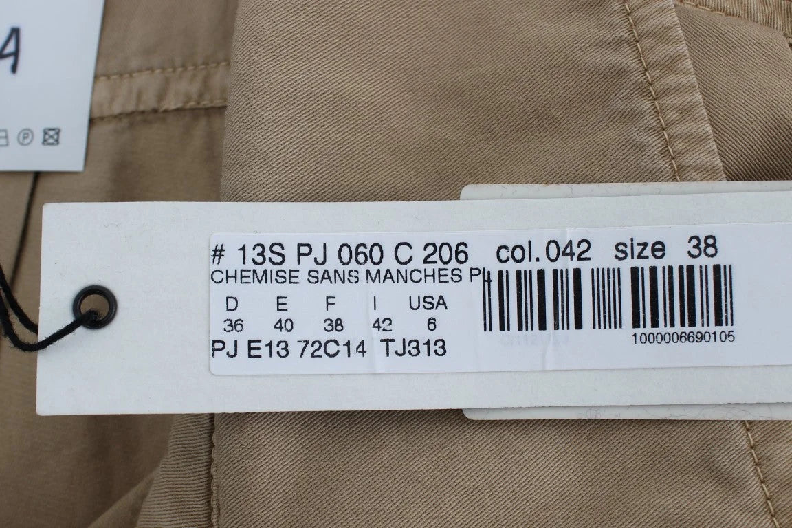 PLEIN SUD Beige Cotton Sleeveless Shirt - IT42 | S - Blouses