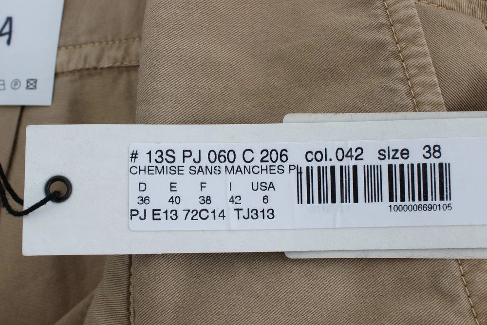 PLEIN SUD Beige Cotton Sleeveless Shirt - IT42 | S - Blouses