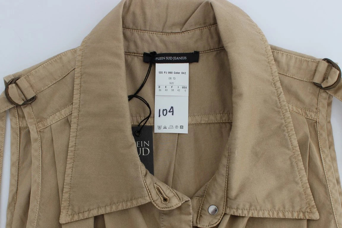 PLEIN SUD Beige Cotton Sleeveless Shirt - IT42 | S - Blouses