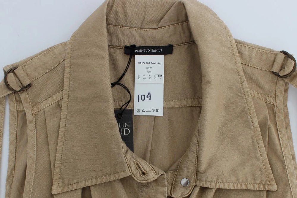 PLEIN SUD Beige Cotton Sleeveless Shirt - IT42 | S - Blouses