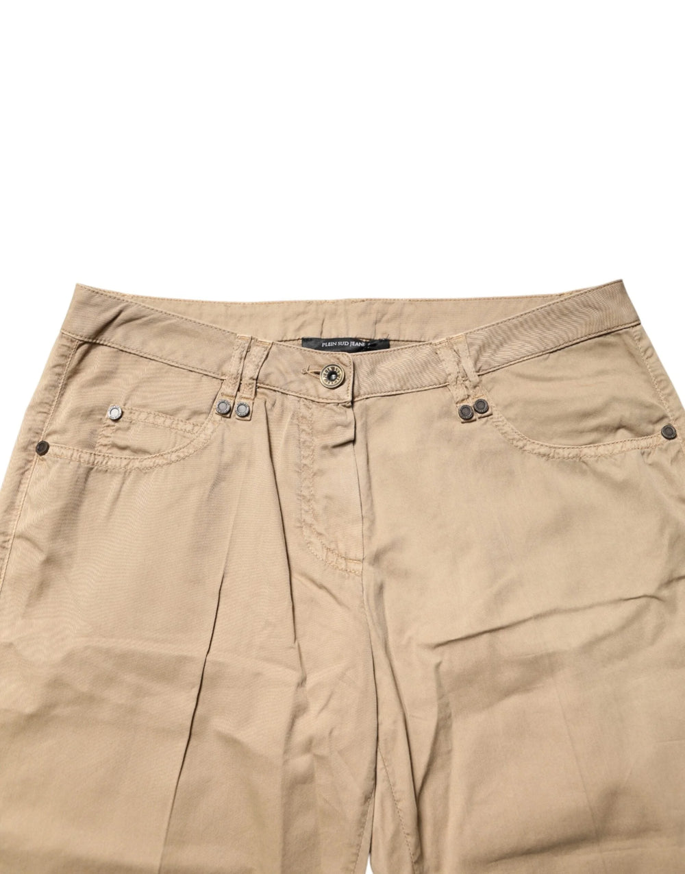 PLEIN SUD Beige Straight Cotton Stretch Chino Pants