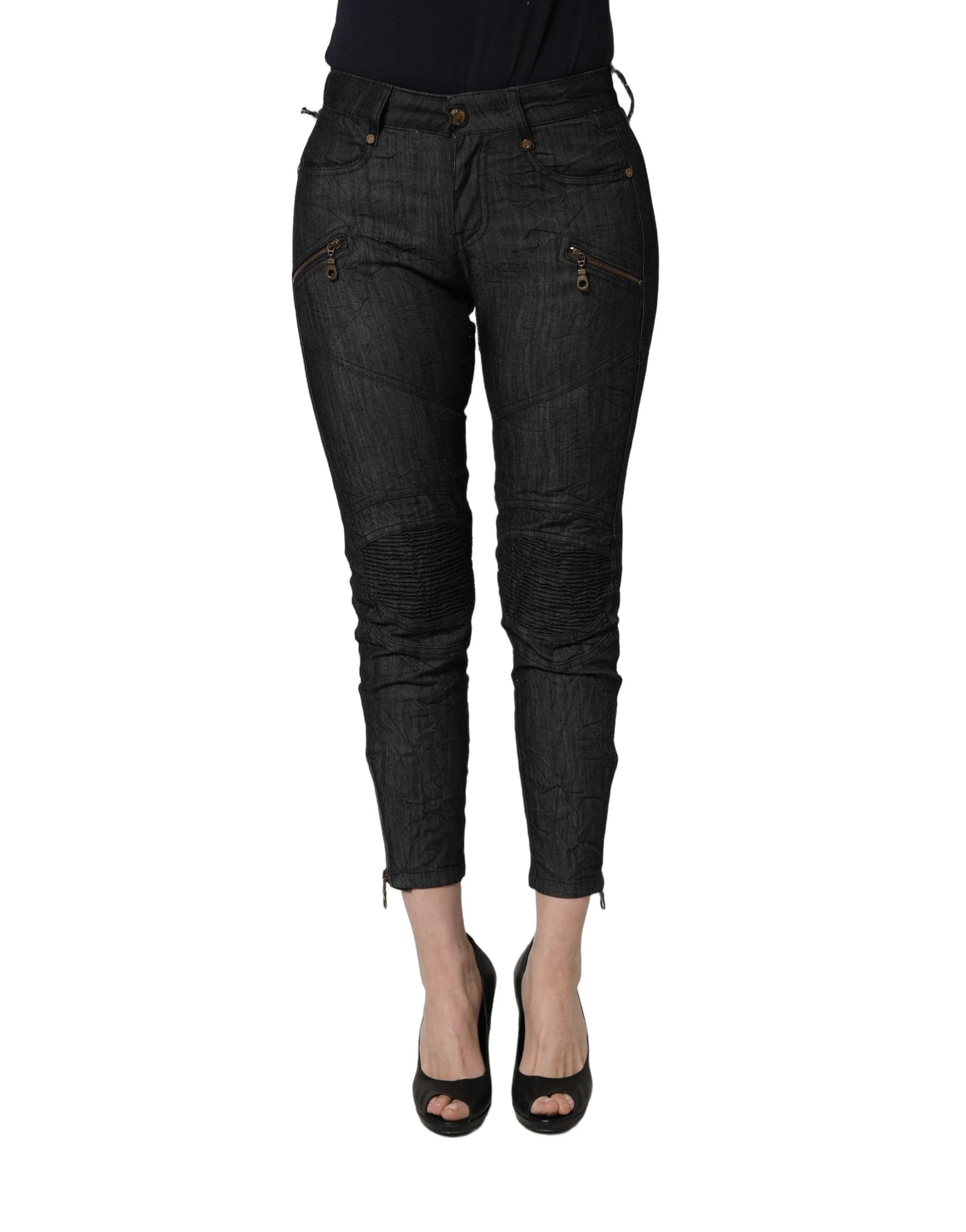 PLEIN SUD Black Cotton Mid Waist Skinny Denim Jeans - W30