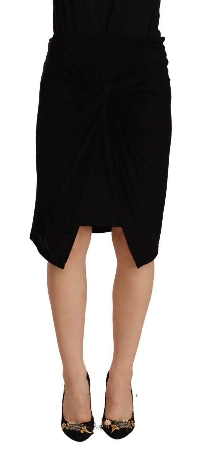 PLEIN SUD Black High Waist Pencil Knee Length Viscose Skirt - IT38|XS - Skirts