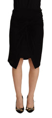 PLEIN SUD Black High Waist Pencil Knee Length Viscose Skirt - IT38|XS - Skirts