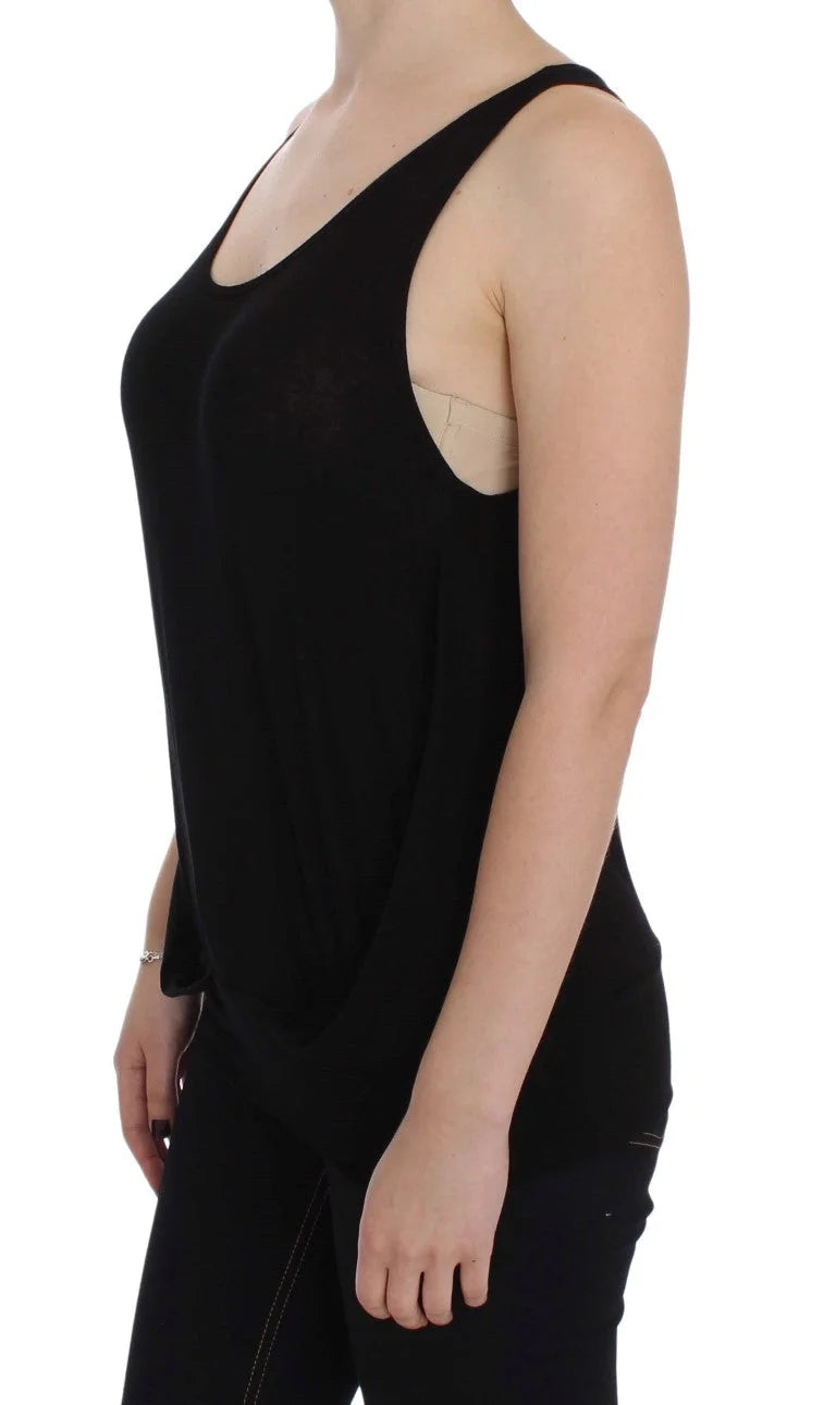 PLEIN SUD Black Stretch Sleeveless Blouse - IT46 | L - Tank Tops