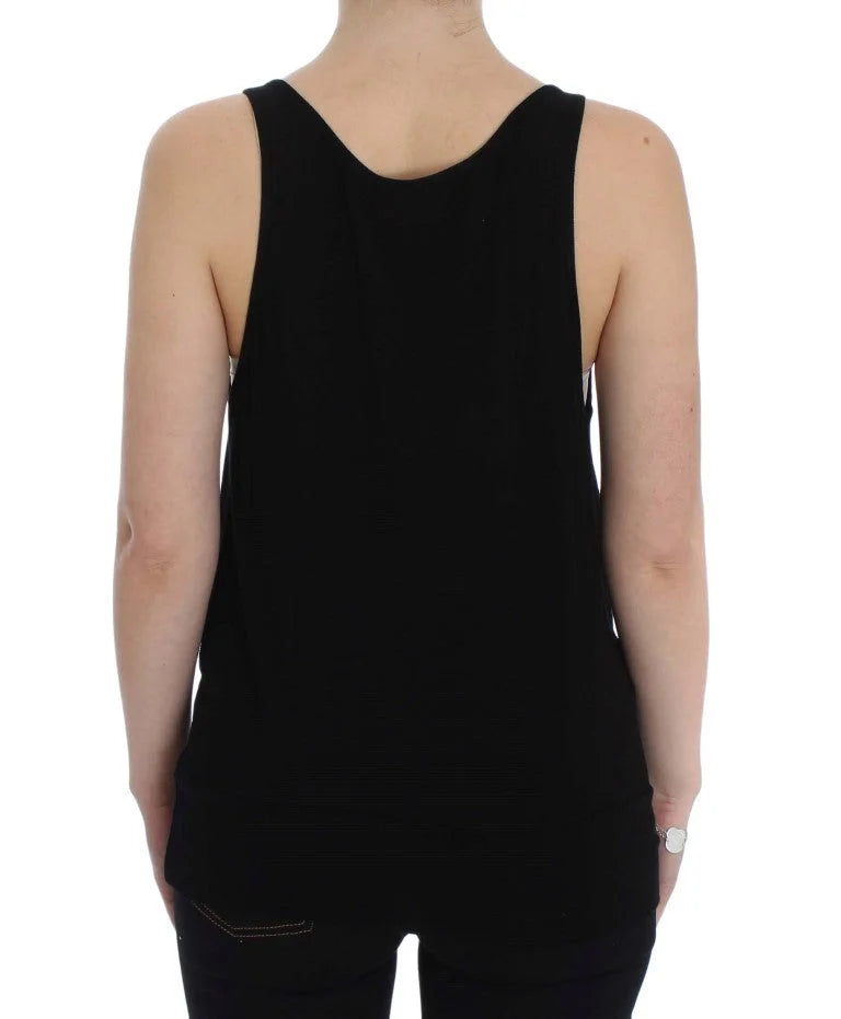 PLEIN SUD Black Stretch Sleeveless Blouse - IT46 | L - Tank Tops