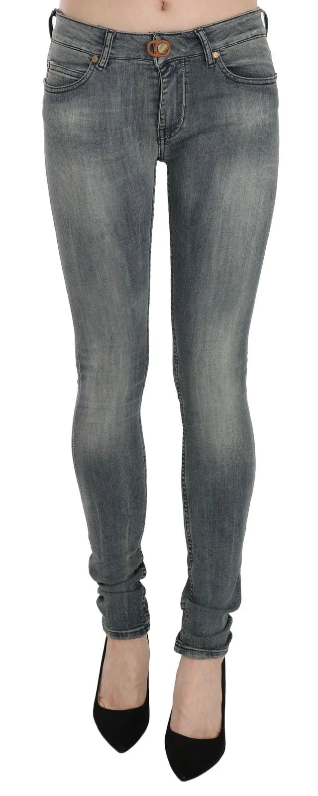 PLEIN SUD Blue Washed Low Waist Slim Fit Skinny Denim Casual Jeans - W28