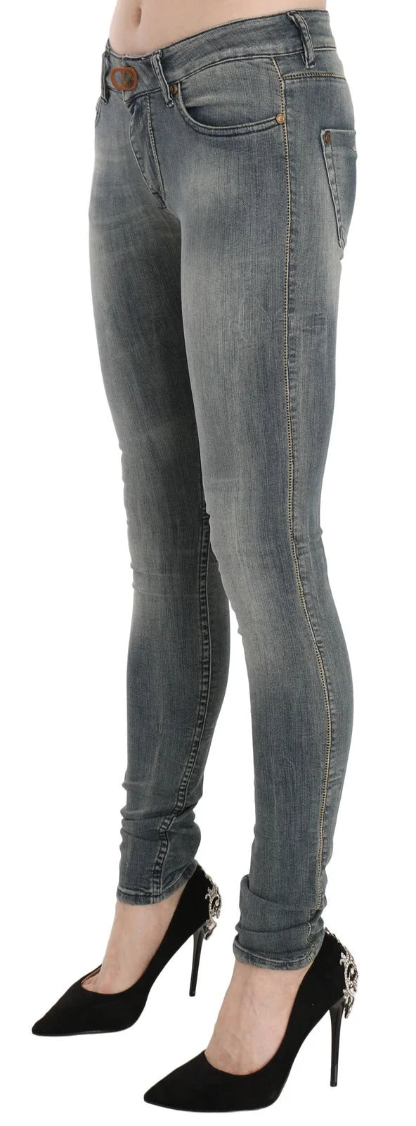 PLEIN SUD Blue Washed Low Waist Slim Fit Skinny Denim Casual Jeans - W28