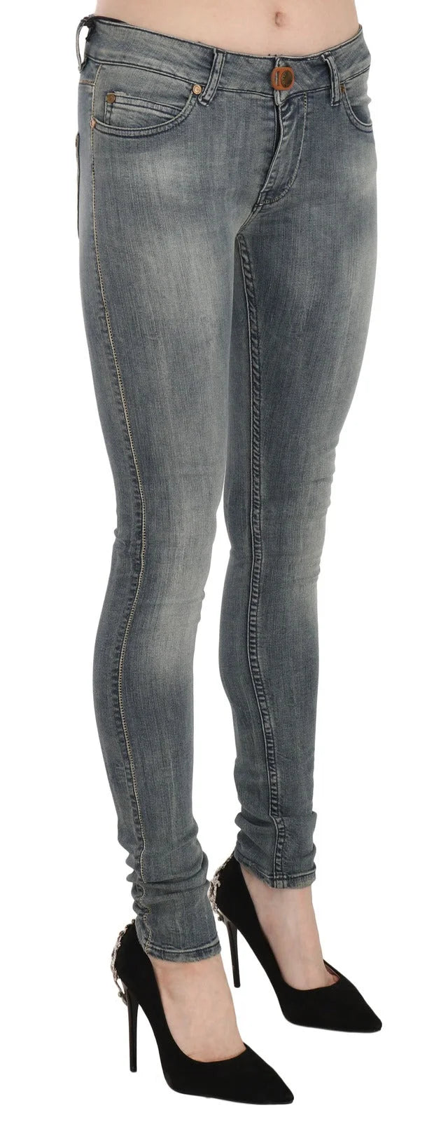 PLEIN SUD Blue Washed Low Waist Slim Fit Skinny Denim Casual Jeans - W28